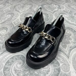 Womens Zara Low Heel Chain Loafers